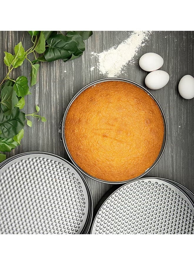 مجموعة علبة الخبز 3 قطعة ، طابوق الكعكة القابلة للإزالة ، قالب الخبز الصلب المستدير غير اللاصق ، مجموعة أدوات الخبز المنزلية من العصير والعصير ، الأسود 24,26 ، 28 سم - Image 5